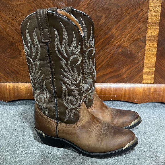 Vintage Laredo Cowboy Western Boots Brown Men’s 8 D - Picture 1 of 8